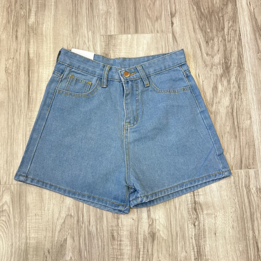 Miaoyiqin Women’s Blue Denim Shorts Size M A-Line Floral Print Pocket